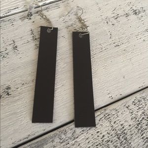 Joanna Gaines Bar Style Brown Leather Earrings